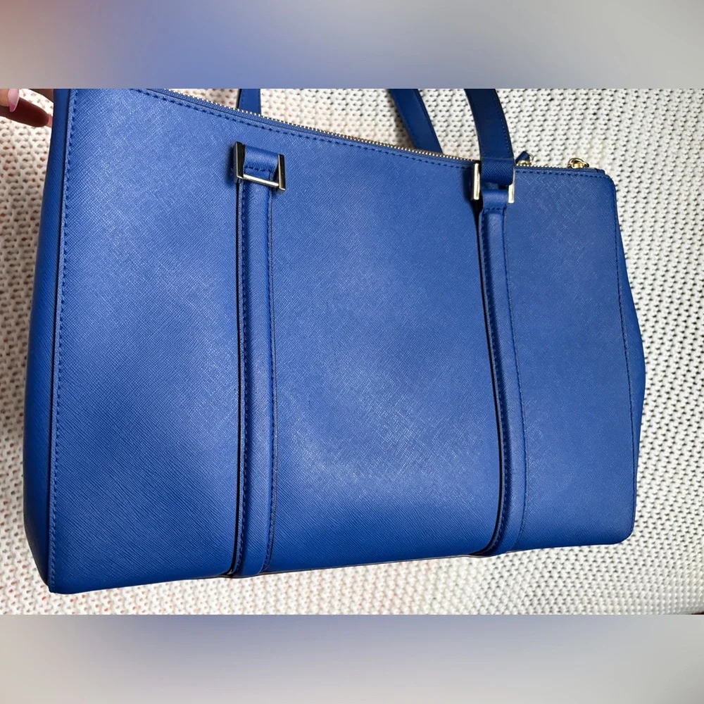 Kate Spade FLAWED Blue Saffiano Leather Newbury Lane Loden Large Bag